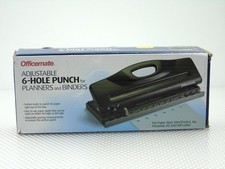 Officemate Adjustable 6-Hole Punch for Planners and Binders 8 Sheet Black 90160