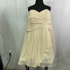 David's Bridal Dress Womens 18 Champagne F14847 Strapless Ruched Formal Gown