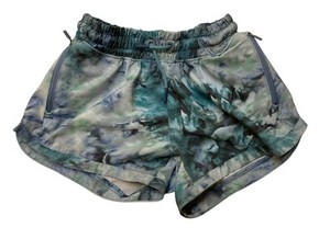 Athleta Girl Shorts size M 8-10 Blue Drawstring Camouflage Zip Pocket