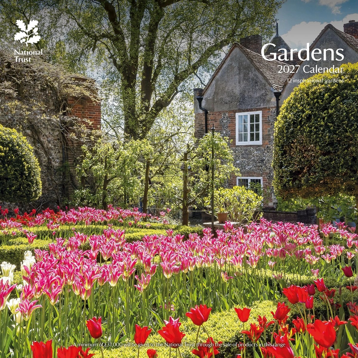 National Trust, Gardens Calendar 2027, Wall Calendars, Month To View, Gift