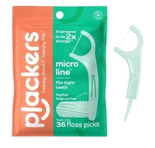 Plackers Micro Line Dental Floss Picks, Fold-Out FlipPick, Fresh Mint, 36 Count
