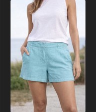 Vineyard Vines Seafoam Summer Shorts Linen Blend Lightweight Women 6 Blue