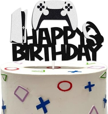 Videospiel-Kuchenaufsätze, Game-Controller, Kuchendekoration mit Glitzer-Spiel