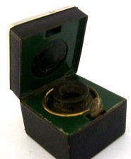 RARE FRENCH STERLING SILVER LEATHER TRAVELLING INKWELL c1860 ANTIQUE 74g