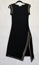 Michael Kors Dress S 6 / 8 Asymmetrical Sheath Bodycon Black Studded Glam Goth