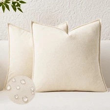Kevin Textile Waterproof Decorative Pillow Covers Cream White 26x26 Inch Pack...