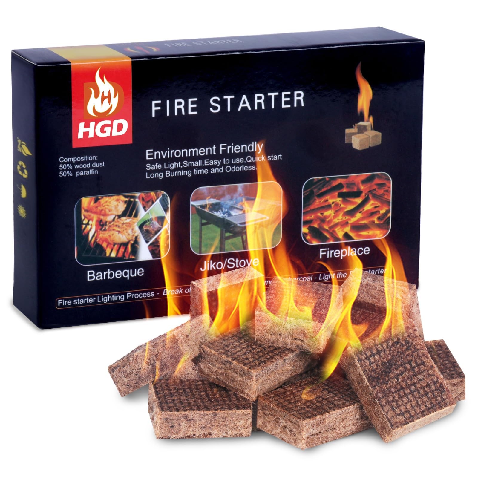 Fire Starter, Natural Fire Starters for BBQ, Campfire, Fireplace, Charcoal, W...