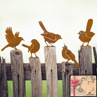 5PCS Rusty Birds Decoration,Outdoor Bird Wall Decor,Metal Birds Yard Decor, M...