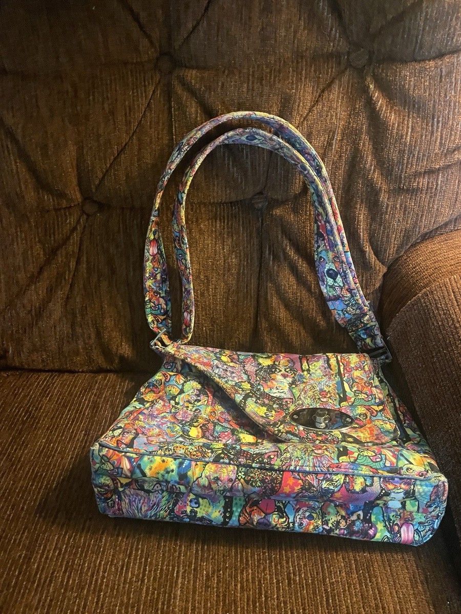 Preowned Multicolor Cute Dog Print Shoulder Bag View 3