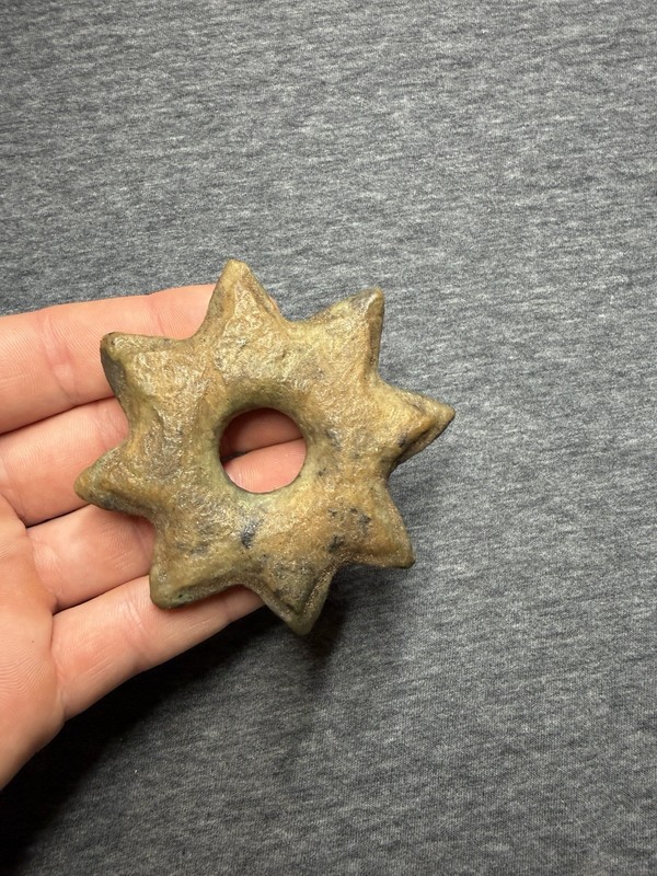 Indian Artifact Drilled Sun Disc Gorget  Native American  Arrowheads