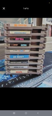 Nintendo NES 9 Game Lot, Top Gun, Mario Duck Hunt, Hoops Test & Working