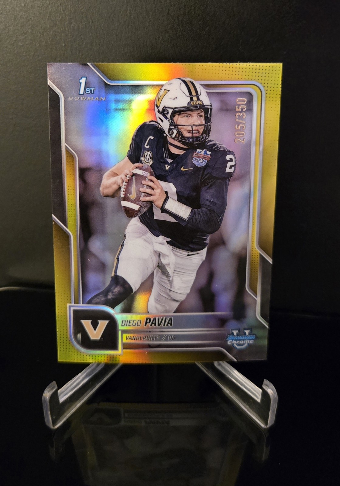 #'d/350 🔥 DIEGO PAVIA SP 2025 1st Bowman Chrome University Yellow Refractor 190