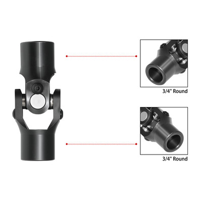 Universal Steering Shaft U Joint 3/4'' Round x 3/4'' Smooth Round Black