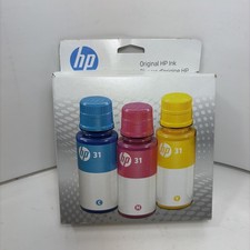 Genuine HP 31 3-Pack  Cyan, Magenta, Yellow Ink Bottles 9C228AN EXP 11/2026