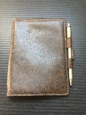 Rare Vintage Gucci Grained Leather Agenda Cover w/ Silver Tone Pen Made in Italy