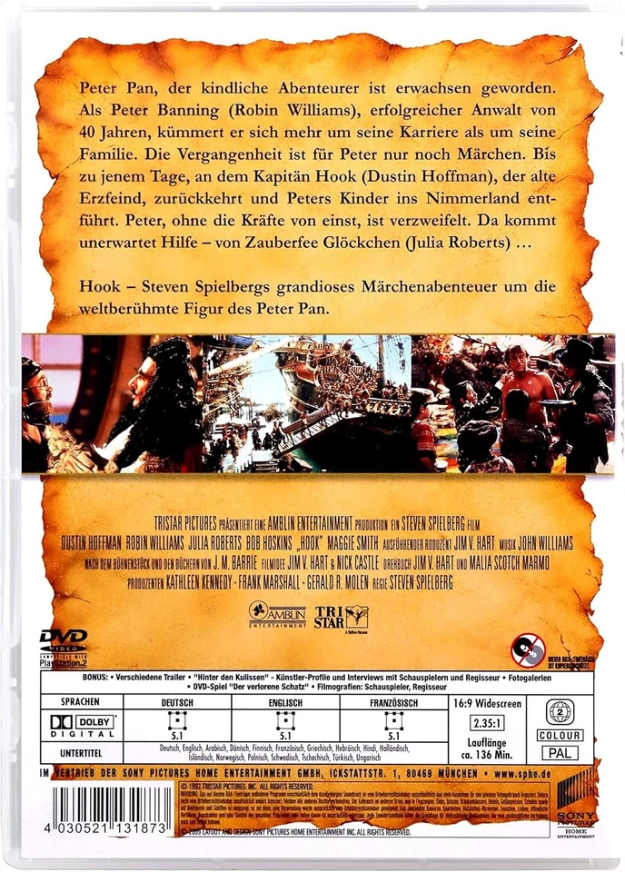 Hook (DVD) Dustin Hoffman Robin Williams Julia Roberts Bob Hoskins Maggie Smith - Image 3 of 4