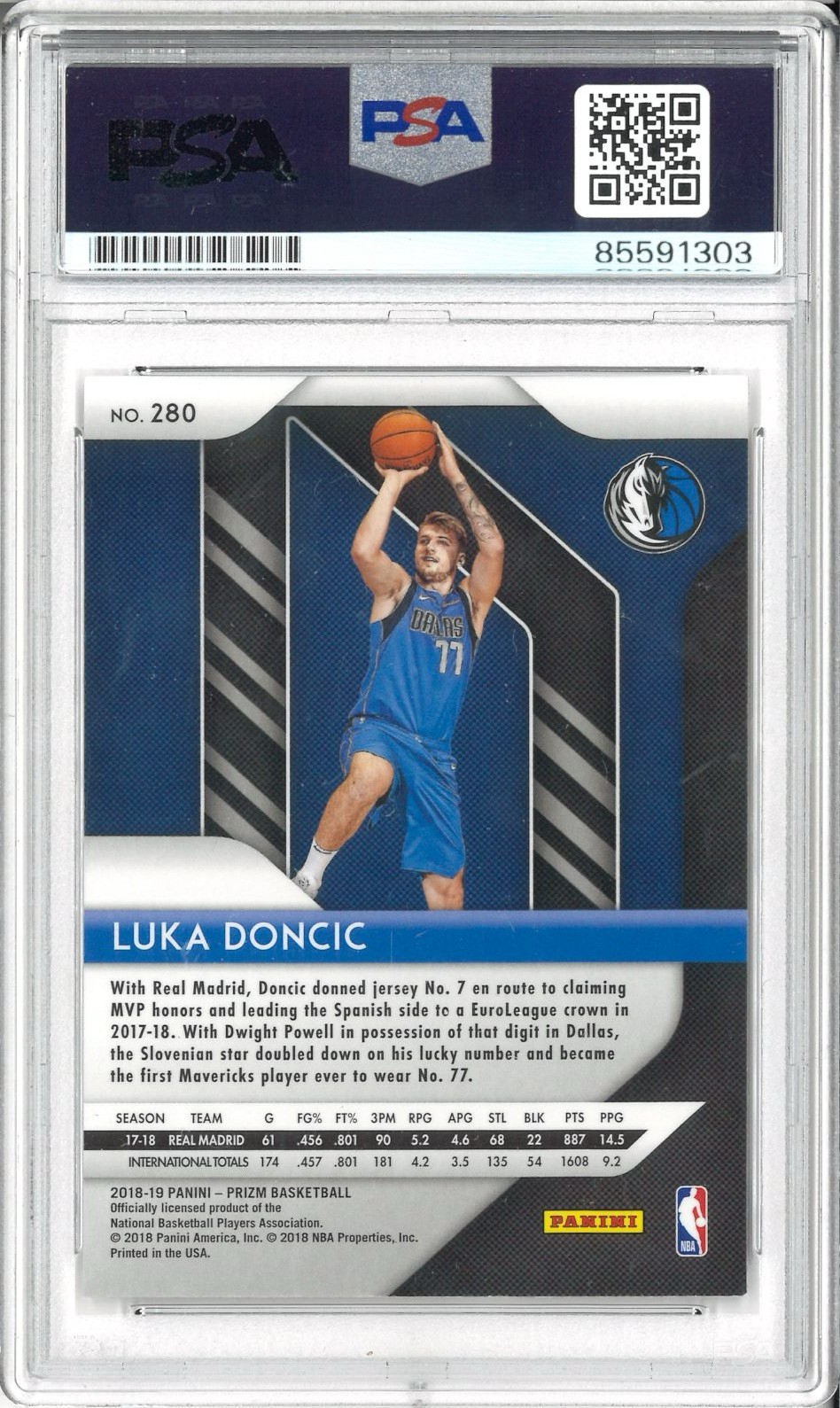LUKA DONCIC SIGNED AUTO SLABBED 2018 PANINI PRIZM ROOKIE CARD PSA DNA MAVERICKS view 2