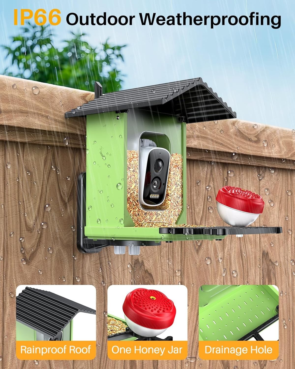 Bird Feeder with Camera, 2K HD AI Identify Smart Bird House Camera with Solar Po