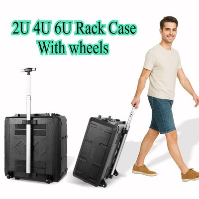 2U/4U/6U Rolling Rack Case Watertight Dust-Proof Rackmount Flight Case w/Wheels