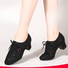 5cm Heels Lady Latin Waltz Modern Dance Shoes Sequins Dancewear Perform Elegant