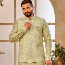 3 Pc Mens Wedding Bollywoood Designer Traditional Kurta Payjama Jacket Set India