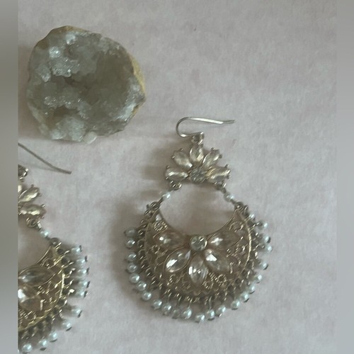 Perlen und Roségold Kristalle Set in Gold Boho Frühling Chandelier Ohrringe ~ Neu - Bild 4 von 16