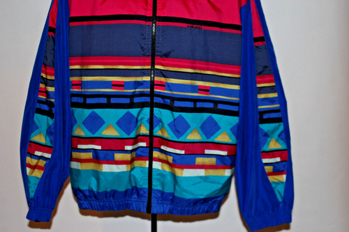 Vintage 1980s Head Sports Wear Colorblock Geometric Windbreaker Jacket Large - Picture 3 of 6