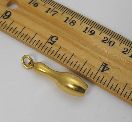1950's Vintage Solid Brass Bowling Pin Award Charm Engraveable Pendant UNIQUE - 第 4/4 張圖片