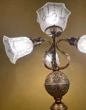 Vintage Lighting INCREDIBLY RARE 1900 newel post gas electric lamp. REWIRED