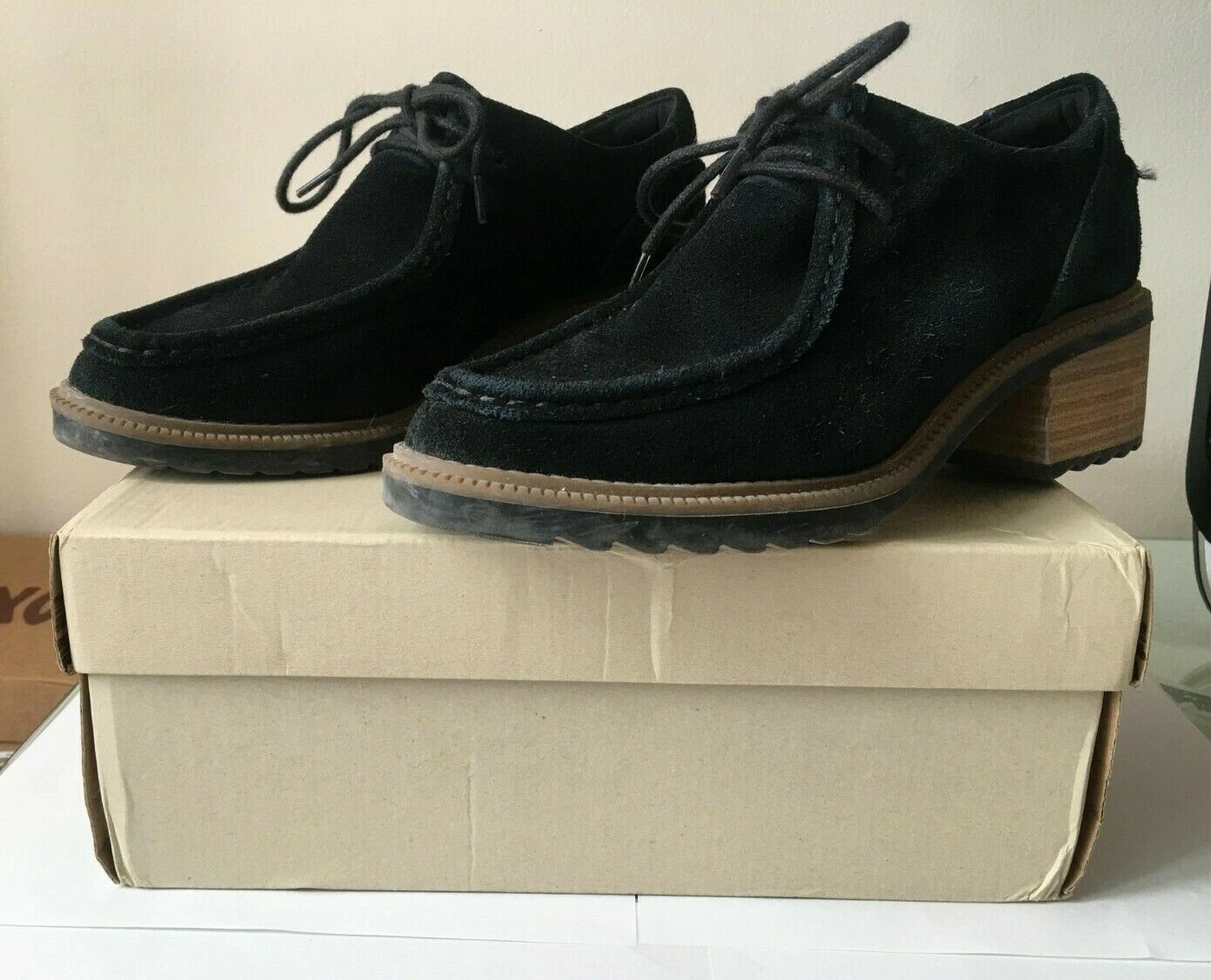 *WOW* CLARKS Donna Balmer Willow nero pelle scamosciata tacchi Oxford taglia: EU 38 UK 5 US 7 5