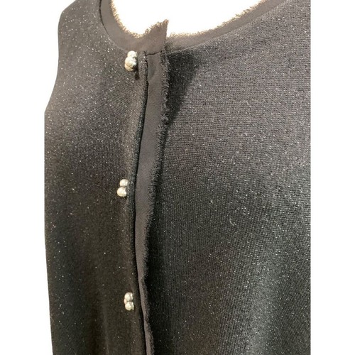 2X Talbots Woman New Black Sparkle Metallic Silver Button Cardigan Lightweight W - Picture 4 of 9
