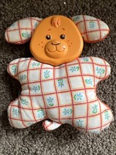 Vintage 1982 Fisher-Price Baby Rattle Toy Dog 652 Face Graphics Great No Tag
