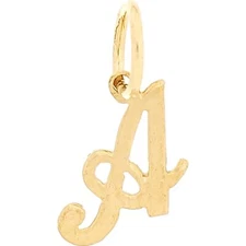 14K Gold Cursive "A" Letter Charm Initial Jewelry 10mm