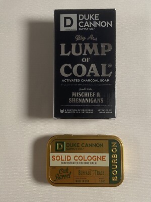 Duke Cannon 1.5oz Bourbon Solid Cologne Oak Barrel + Big Ass Lump of Coal Soap