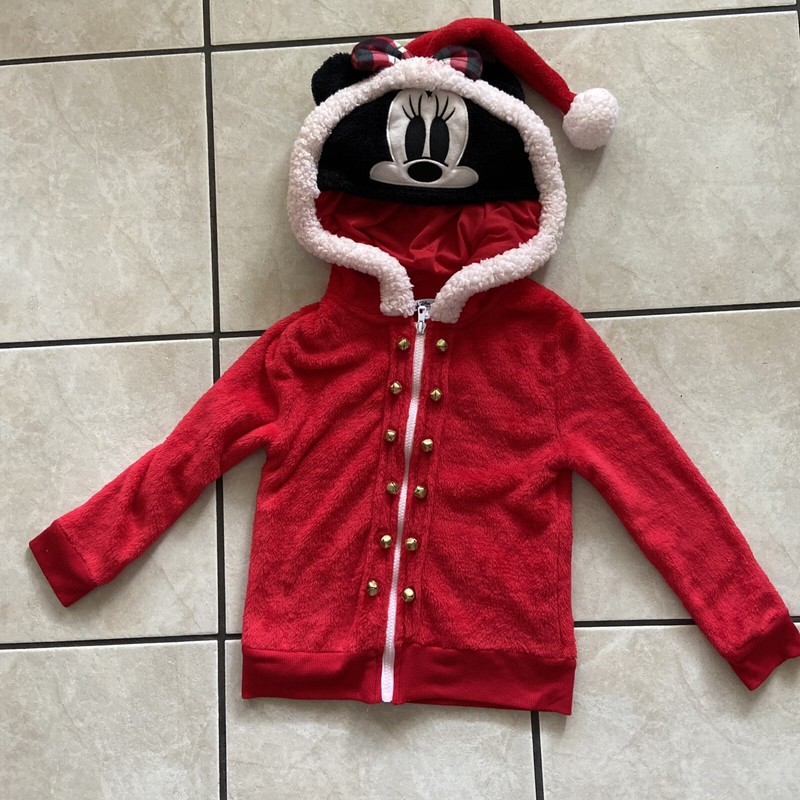 Disney Minnie Mouse Christmas Santa Hat Hoodie Size Small *Pre-owned*
