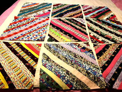 Crazy Patchwork Quilt Blocks in Multi Colors & Prints  10/pc-lot  12''-14''