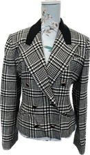 Vintage Mansfield Black Dogtooth Jacket Pure New Wool Scotland Size 14