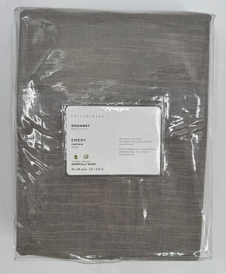 Pottery Barn Emery Linen/Cotton Grommet Curtain Drape 50" x 84" Gray - Image 2 of 3