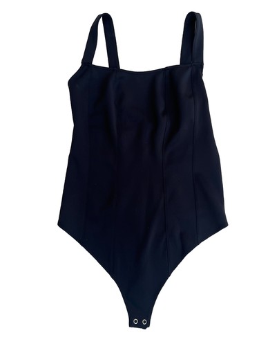 Good American Women's Black Scuba Contour Thong Bodysuit Size 4/XL