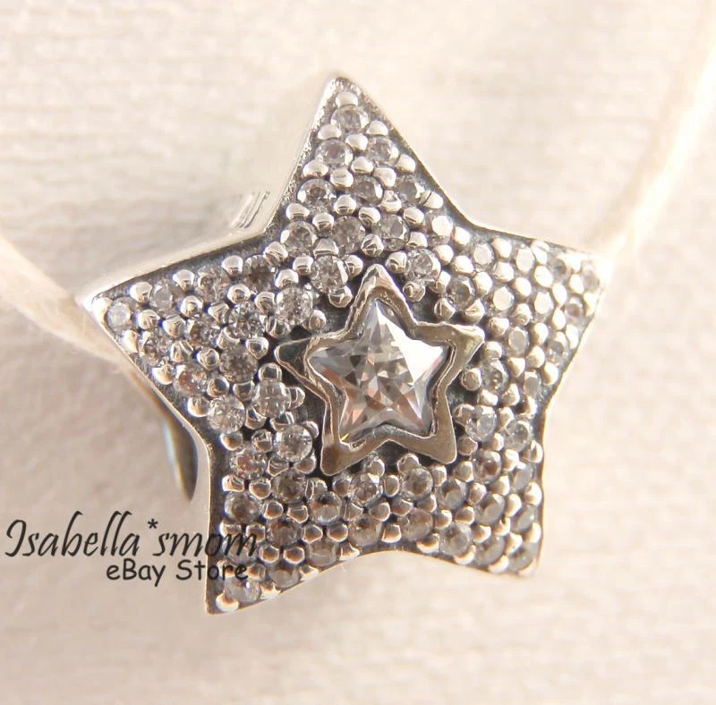 Desideri Stella Autentico Pandora Argento/Zirconi Pietre Ciondolo/Perlina New - Immagine 2 di 3