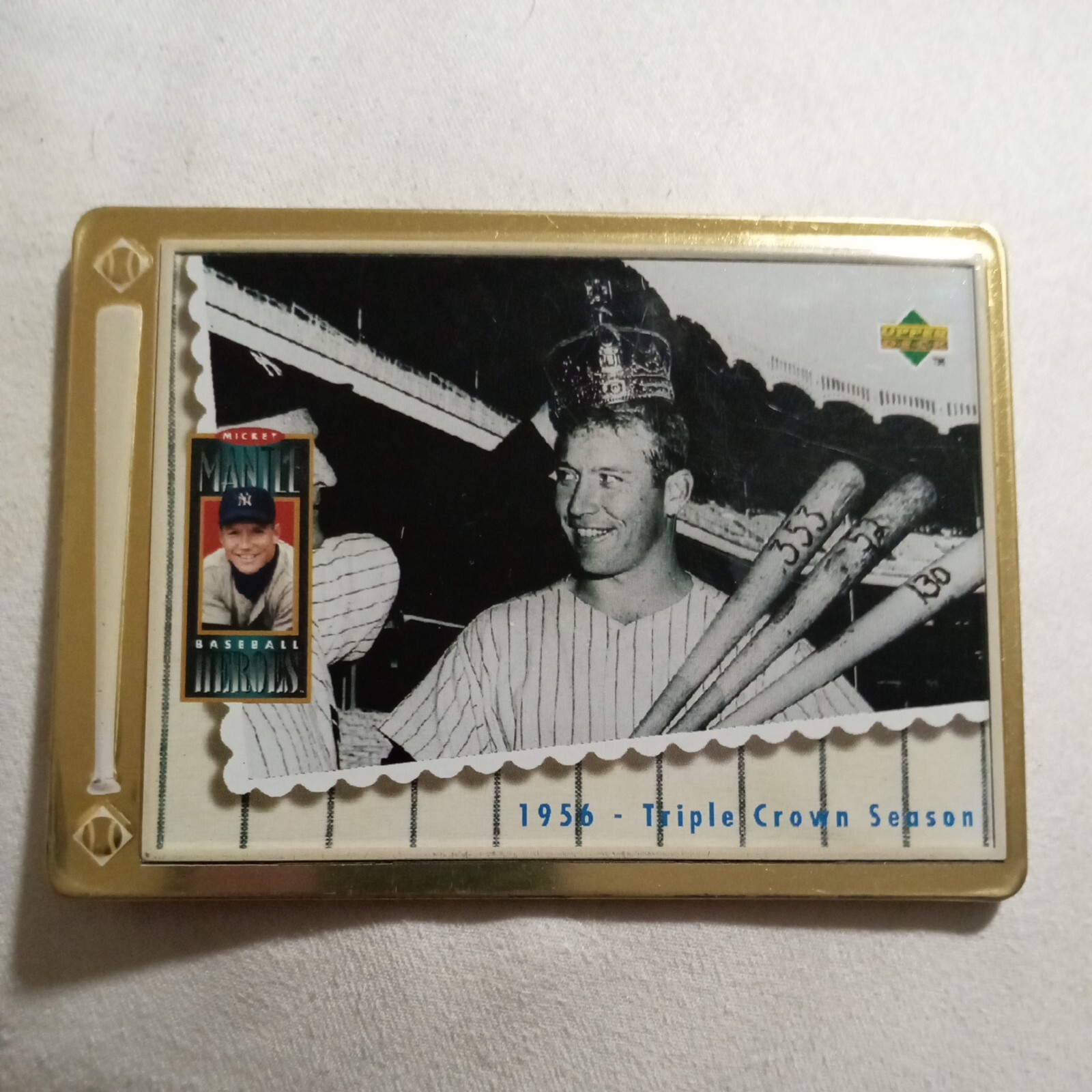 Mickey Mantle 1995 Upper Deck Metallic Impressions Triple Crown 1