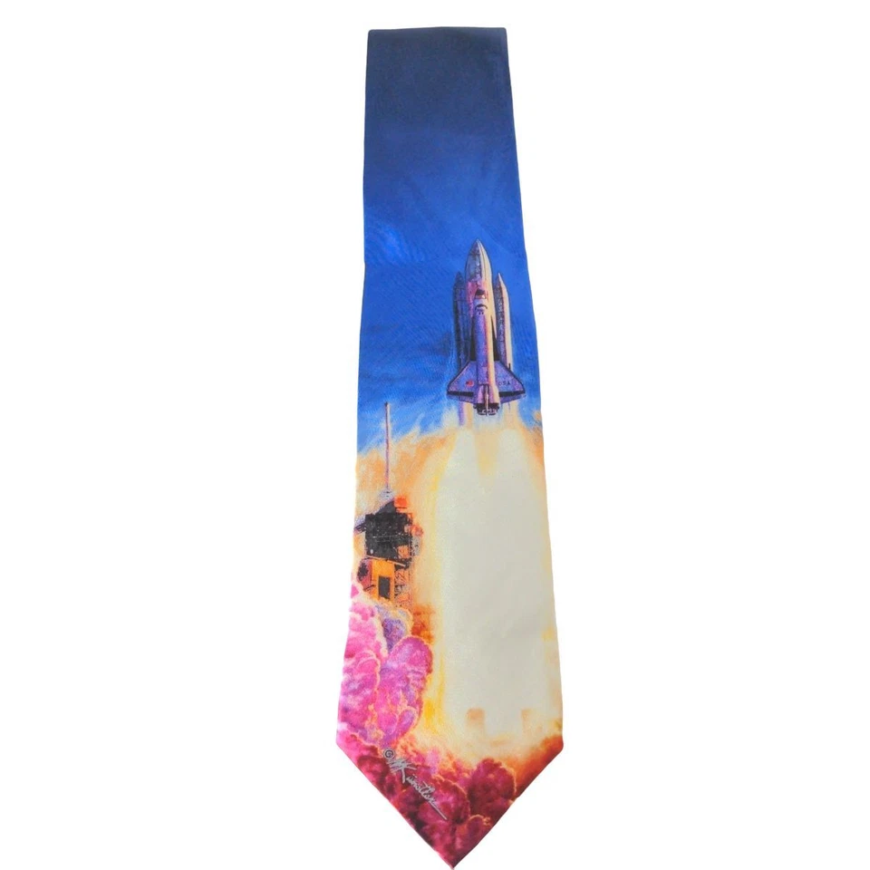 Corbata de seda Mort Kunstler Columbia Space Shuttle Launch 1981 novedad Foto 4 de 4