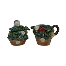 Fitz & Floyd Coq Du Village Figural Cream & Sugar Set - New in box