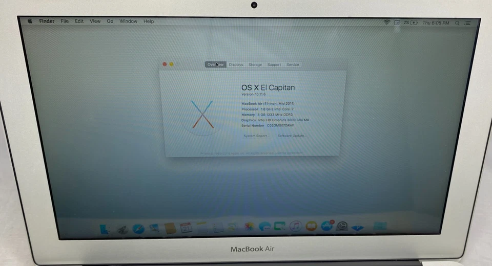 Apple MacBook Air 11” Mid-2011 256GB, 1.8GHz, Intel Core i7, 4GB - silver - Image 2 of 4