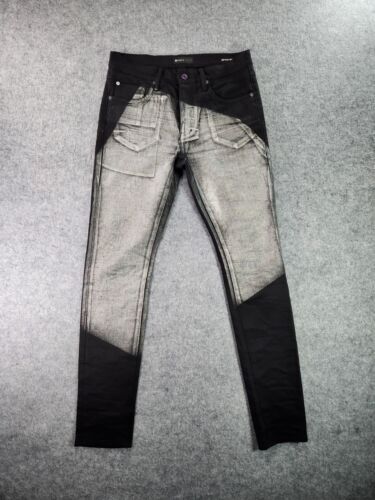 Purple Brand Jeans Mens 32 Black Fragmented Holographic Slim Fit P001 Button Fly