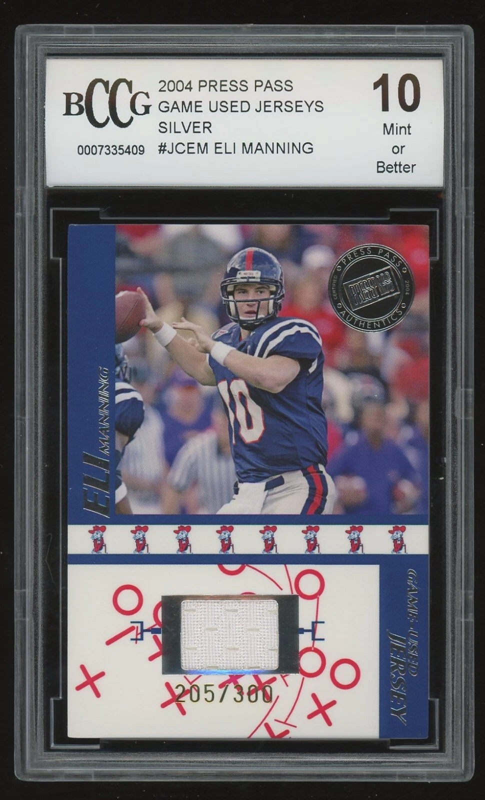 Eli Manning Press Pass Game Used Jersey #JCEM Silver