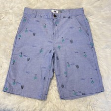 Old Navy Boys Shorts Chinos Flat Front Kid Size 14 Regular Palm Trees Surf Theme