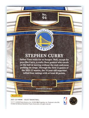 2021-22 Panini Select Basketball #94 Stephen Curry Blue Golden
