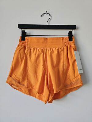 NWT LULULEMON LITO Orange Hotty Hot High Rise Shorts 4'' Lined Size 4