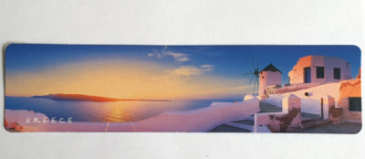 Griechenland Lesezeichen Griechische Insel Windmühlen Meerblick Sonnenuntergang Foto Souvenir Geschenk